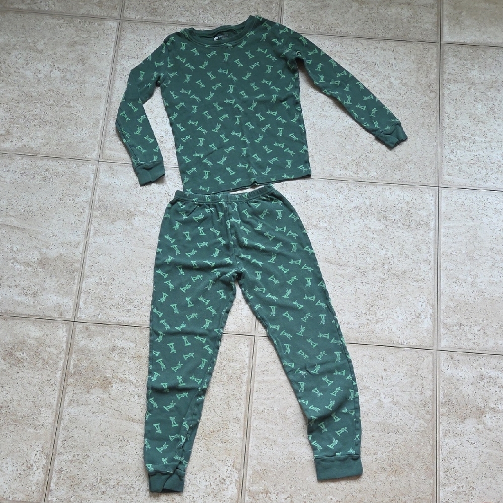 Green Kids Pajamas with Animal Print